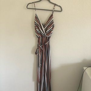 Striped tie jumpsuit